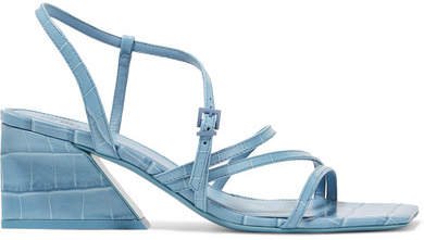 Mercedes Castillo - Kelise Croc-effect Leather Sandals - Light blue