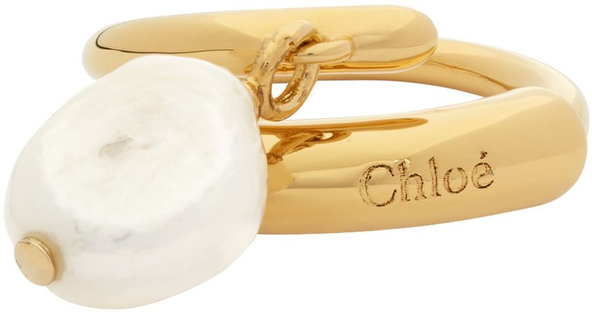 Chloé: Gold Pearl Darcey Baroque Ring
