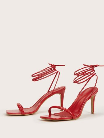 Tie Leg Stiletto Heeled Sandals | SHEIN USA
