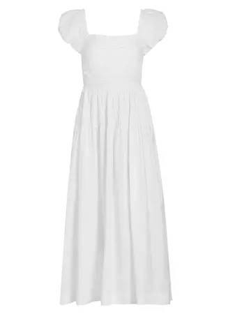 Shop DÔEN Katherina Smocked Cotton Midi-Dress | Saks Fifth Avenue