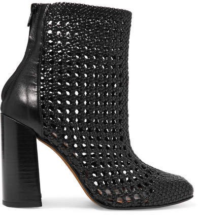 Souliers Martinez - Sardaigne Woven Leather Ankle Boots - Black