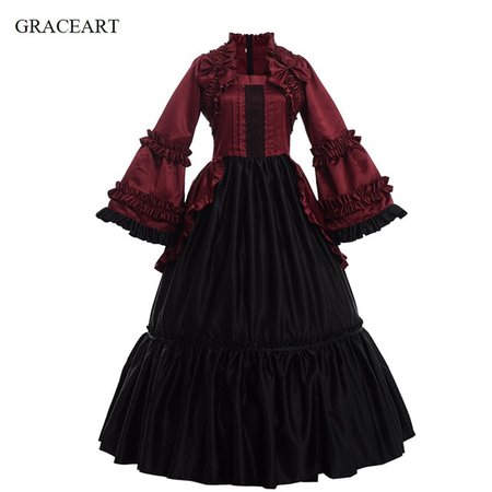 Gothic Women Party Cosutme Dress Vintage Victorian Puff Sleeve Lolita Ball Gown Dresses|Lolita Dresses| - AliExpress