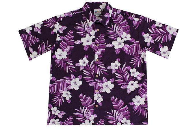 Mens Purple Hawaiian Shirts with Hibiscus Flowers Men foretadrenaline.com