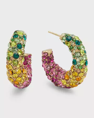 Oscar de la Renta Crystal Hoop Earrings in Rainbow | Neiman Marcus