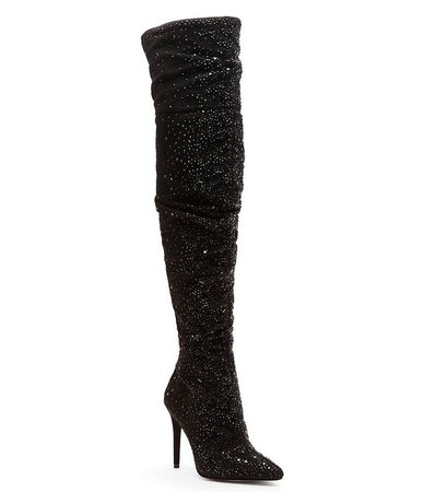 Black Knee Sequin Boot