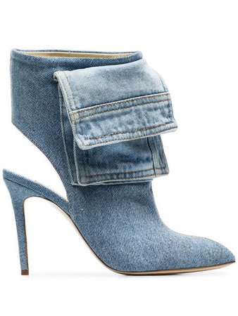 Natasha Zinko blue 100 cutout denim ankle boots $1,313 - Buy Online - Mobile Friendly, Fast Delivery, Price