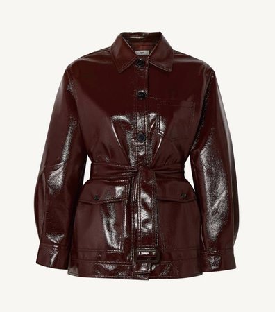 brown patent leather jacket