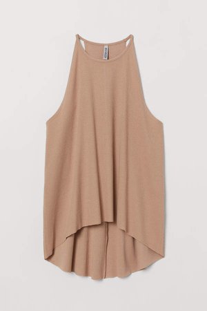 Ribbed Jersey Tank Top - Beige
