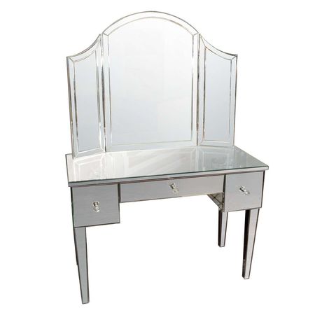 Custom Mirrored Vanity with Tryptic Mirror For Sale at 1stDibs