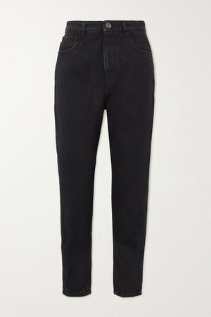 Black Appliquéd cropped high-rise straight-leg jeans | Prada | NET-A-PORTER