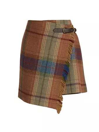 Shop Polo Ralph Lauren Mini Plaid Wrap Skirt | Saks Fifth Avenue