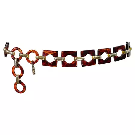 1970s Yves Saint Laurent YSL Tortoise Lucite Vintage Chain Link Belt or Necklace For Sale at 1stDibs