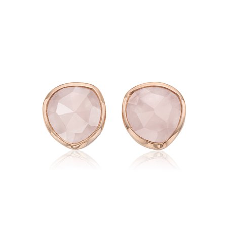 Siren Stud Earrings in 18ct Rose Gold Vermeil on Sterling Silver with Rose Quartz | Jewellery by Monica Vinader