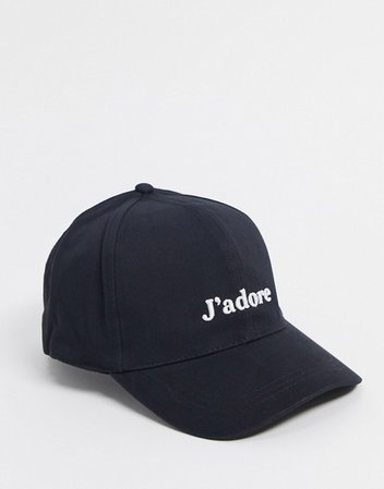 ASOS DESIGN baseball cap with J'adore logo in black | ASOS