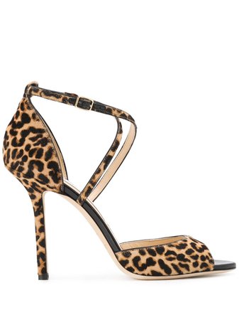 Jimmy Choo Emsy 100Mm Leopard-Print Sandals Ss20 | Farfetch.com