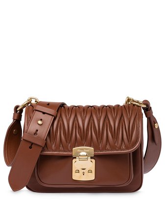 Shop brown Miu Miu nappa leather shoulder bag with Express Delivery - Farfetch