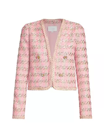 Shop Giambattista Valli Cropped Metallic Tweed Jacket | Saks Fifth Avenue