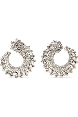 Oscar de la Renta | Silver-tone crystal earrings | NET-A-PORTER.COM