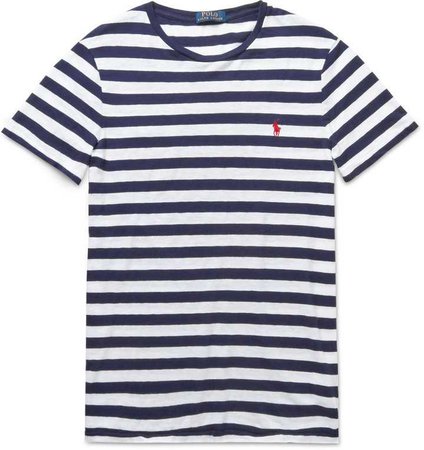 Polo Ralph Lauren Stripe T Shirt in White/Blue