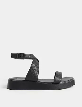 Leather Ankle Strap Flatform Sandals | M&S US