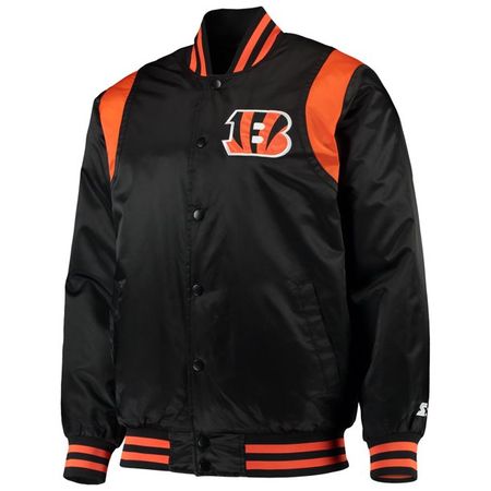 Cincinnati Bengals Starter Prime Time Twill Satin Varsity Full-Snap Jacket - Black/Orange - Walmart.com