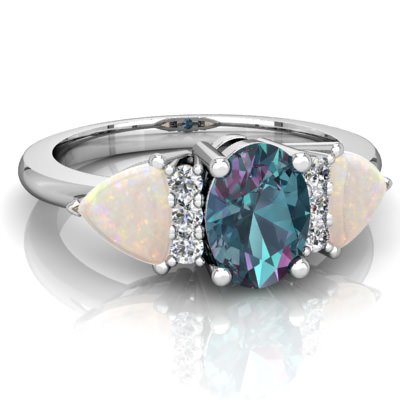 Alexandrite and Opal Ring