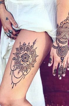In the name of the moon ✨ Henna mandala #veronicalilu | Leg tattoos women, Mehndi tattoo, Tattoo designs for women
