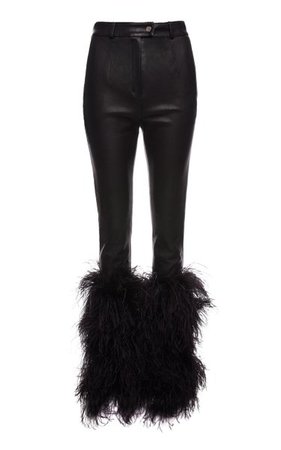 Feather-Trimmed Leather Pants By Magda Butrym | Moda Operandi
