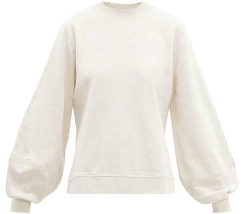 Isoli Balloon Sleeves Cotton Sweatshirt - Womens - Ivory