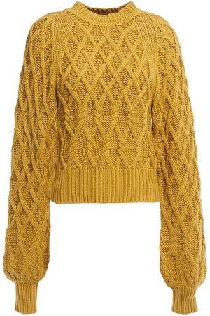 Mustard Roesia cable-knit cotton sweater | Sale up to 70% off | THE OUTNET | EQUIPMENT | THE OUTNET