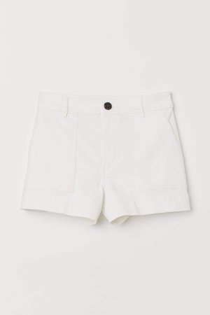 Cotton Twill Shorts - White