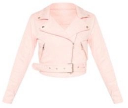 PLT light pink faux suede biker jacket