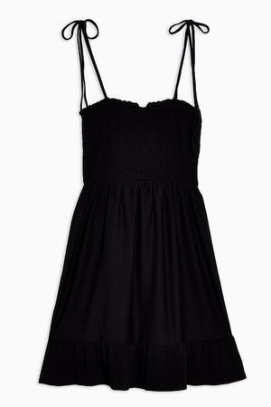Black Shirred Flippy Dress | Topshop