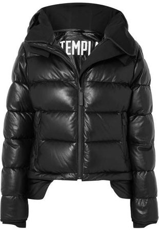 TEMPLA - Hooded Tech-jersey And Quilted Leather Down Jacket - Black