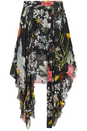 Alanis asymmetric floral-print devoré silk-blend chiffon skirt | PREEN by THORNTON BREGAZZI | Sale up to 70% off | THE OUTNET