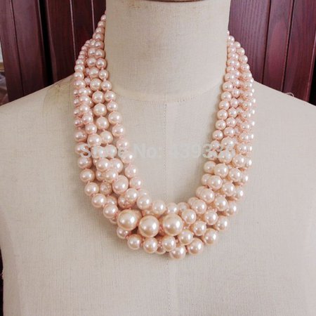 pink layered pearl necklace