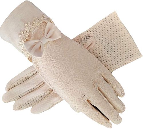 Women's Bridal Wedding Lace Gloves Derby Tea Party Gloves Victorian Gothic Costumes Gloves (Beige) at Amazon Women’s Clothing store