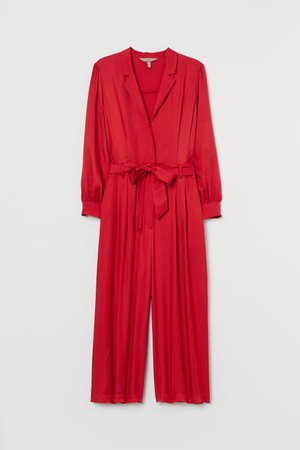 H&M+ Jumpsuit with Tie Belt - Red - Ladies | H&M US