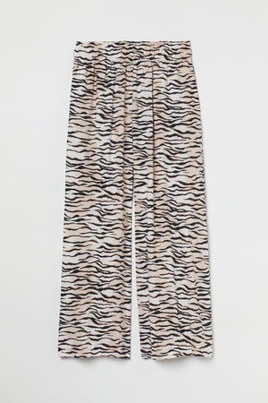 Crop Pull-on Pants - Light beige/tiger-striped - Ladies | H&M US