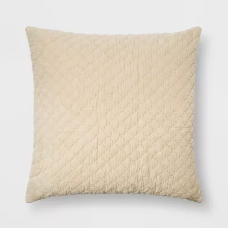 Hand Quilted Velvet With Zipper Closure Oversize Square Throw Pillow - Threshold : Target