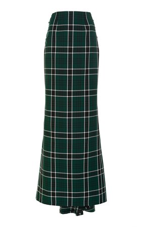 Rosie Assoulin Tie-Detailed Plaid Crepe Maxi Skirt Size: 0