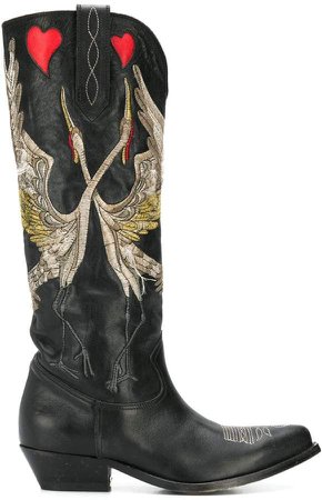 embroidered pointed boots