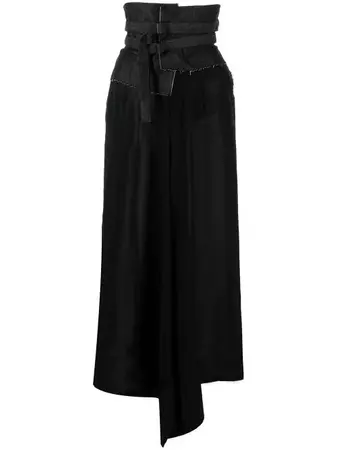Yohji Yamamoto Asymmetric belted-waist Skirt - Farfetch