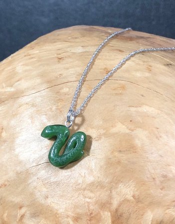 Canadian Nephrite Jade Snake Charm Necklace Authentic Jade | Etsy