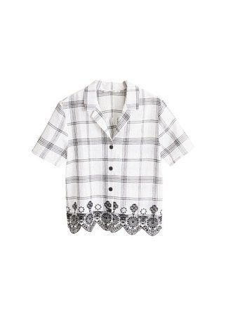 MANGO Embroidered checked shirt