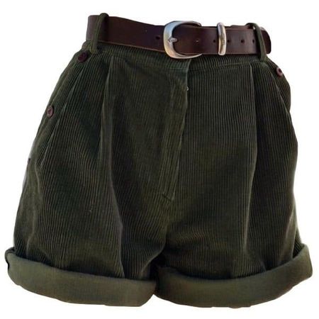 green corduroy shorts