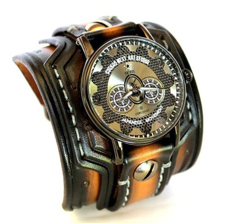 Steampunk leather watch