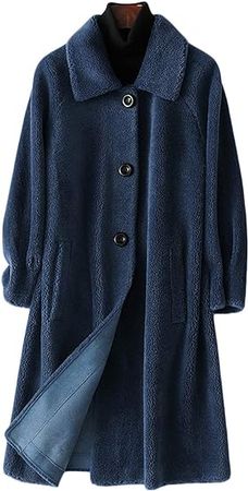 Amazon.com: Jenkoon Women's Casual Warm Lapel Shearling Long Coat Fashion Sherpa Jacket Outwear : Clothing, Shoes & Jewelry