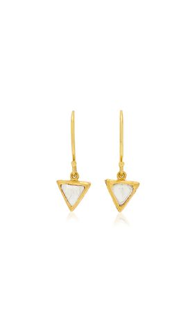 18k Yellow Gold Kundan Diamond Triangle Drop Earrings By Amrapali | Moda Operandi