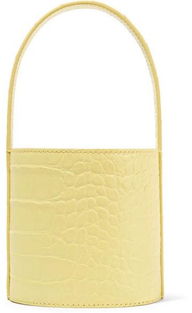 Bissett Mini Croc-effect Leather Bucket Bag - Pastel yellow
